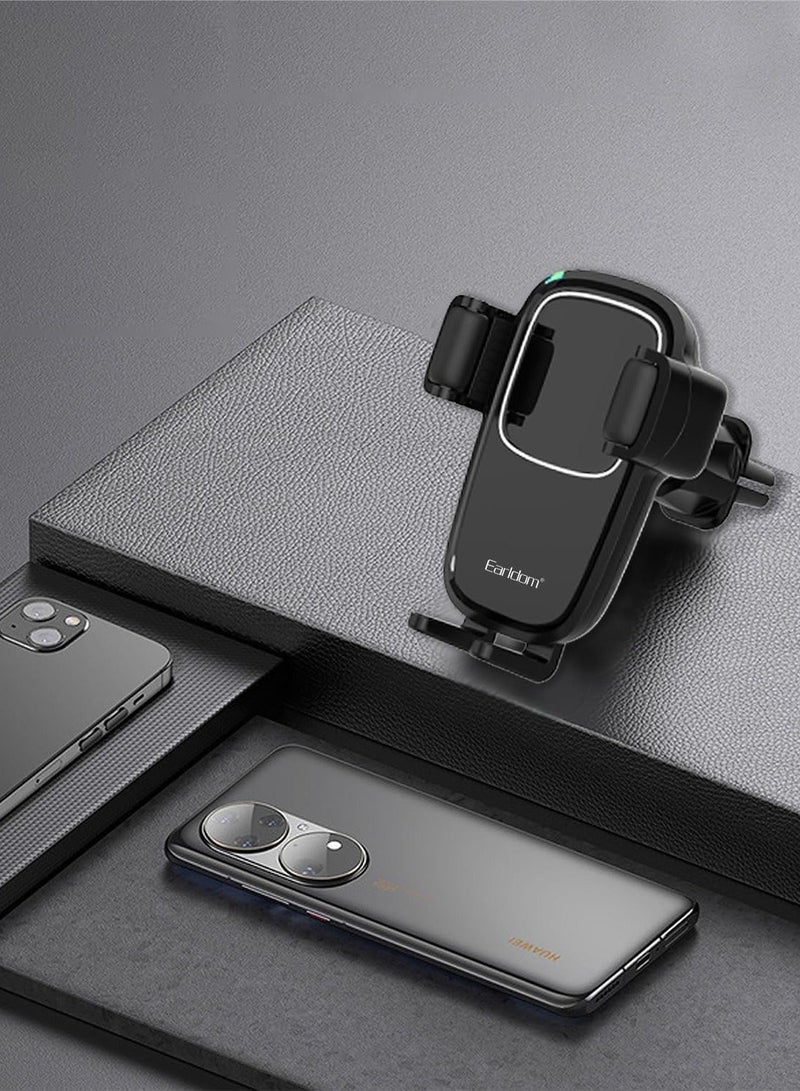 Earldom WC25 Wireless Car Charging Holder, Fast Wireless Charging Phone Mount, Auto Clamp, One-Hand Operation, 360° Adjustable Air Vent Dashboard Holder for Safe Driving – Black - Image 4